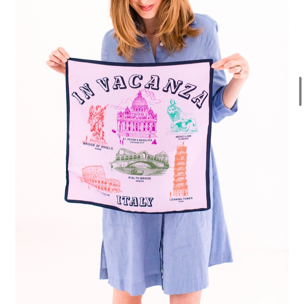 J. Crew In Vacanza Italy Souvenir Travel Architecture Silk 18” Square Scarf